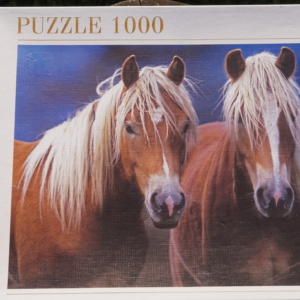 1000 brikkers puslespil med hestemotiv af 2 Haflingere. God stand