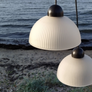 Glaspendler fra 50 erne matteret glas 20 cm diameter. Samlet pris.