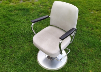 Barberstol læder lysegrå vintage