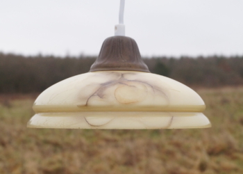 Retro antik lampe i røgfarvet glas 20 cm diameter