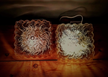 2 ens retro plafond entré lamper med blomster motiv. Knud Kristensen lights. Sætpris.
