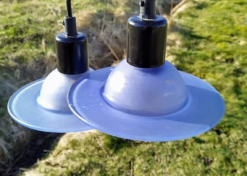 UFO lamper dansk design model “Inter”. 17 cm i diameter i lyseblå. Sætpris.