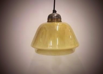 Antik mellemstor glaspendel. Vintage pendel. 22 cm