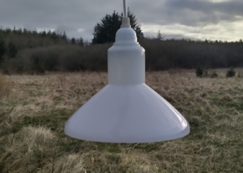 Retro opalglas pendel. Nordisk design. Klargjort. 22 cm