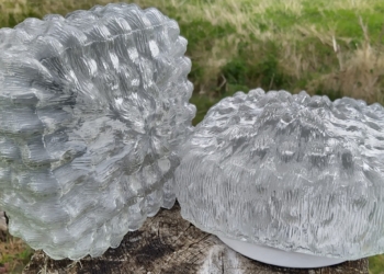 2 STK smukke plafonder. Lamper i glas til væg eller loft montering. Sætpris. 21 cm.