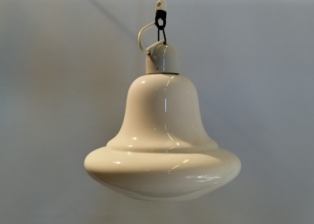 Antik hvid opalglas pendel med original industri porcelæn fatning E27. Nyt el.