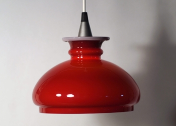 Bordeaux rød Holmegaard pendel – Upcyclet. 22 cm