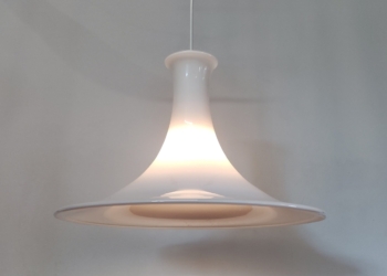 Stor Holmegaard mandarin opalglas pendel Michael Bang – 43 cm. Nyt el.