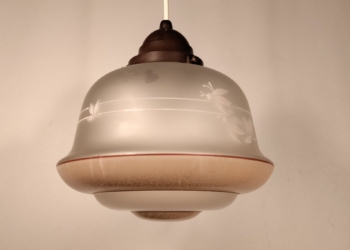 Smuk antik glas pendel. Med nyt el. Særdeles velholdt. 23 cm. Bakelit fatning.