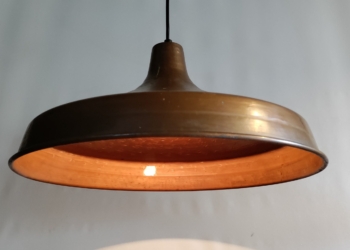 Imponerende kobber lampe til spisebordet fra 70 erne. 43 cm med nyt el.
