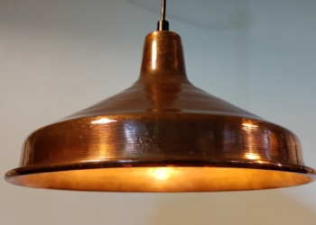 Stor smuk retro kobber pendel med helt nyt el. 34 cm