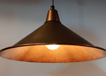 Stor smuk kobber pendel med nyt el. El- light. 36 cm.