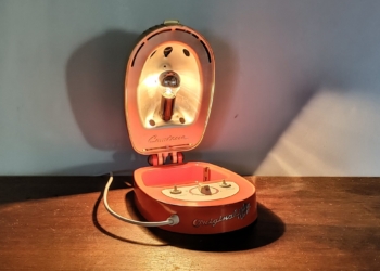 Unika comtesse lampe. Upcycled til entré bord lampe. Nyt el. Orange