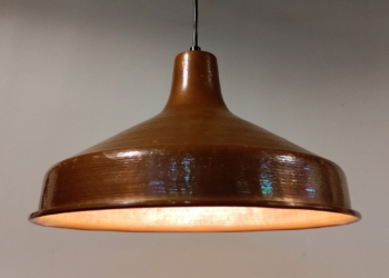 Smuk kobber lampe til spisebordet med nyt el. 34 cm i diameter.